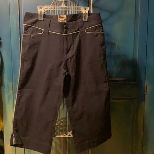 Navy Blue Capris with gray welting trim.